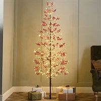 Festive 4ft (1.2m) Red Berry LED Twig Christmas Tree (P060981)
