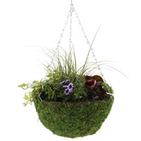 Hanging Seasonal Bedding Feather Mossed Basket 12 Inches - Summer