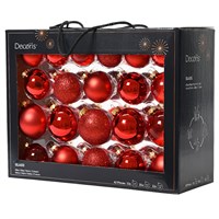 Kaemingk 42 Glass Christmas Tree Hanging Baubles - Red (9149252)