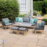Leisuregrow Peru Lounge Outdoor Garden Furniture Dining Set with Adjustable Table