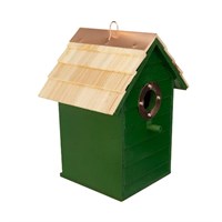 Panacea Lake & Cabin Woodland Series Colourful Bird House - Green (25498)