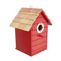 Panacea Lake & Cabin Woodland Series Colourful Bird House - Red (25498)
