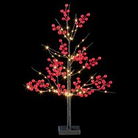 Premier 60cm Red Berry Christmas Tree with 80 Warm White LEDs (LB261195WW)