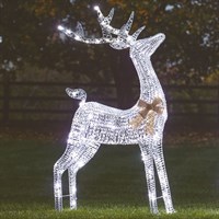 Three Kings 115cm Silver Glitter Twist Light Up Christmas Reindeer Decoration (2506050)