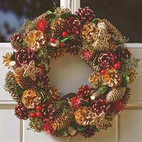 Three Kings 30cm Purple & Gold Pine Cone Christmas Wreath (2541029)